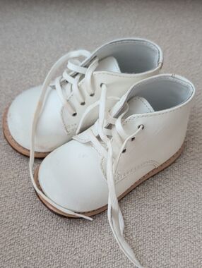 Kids White Lace-Up Leather Boots Josmo Size 5